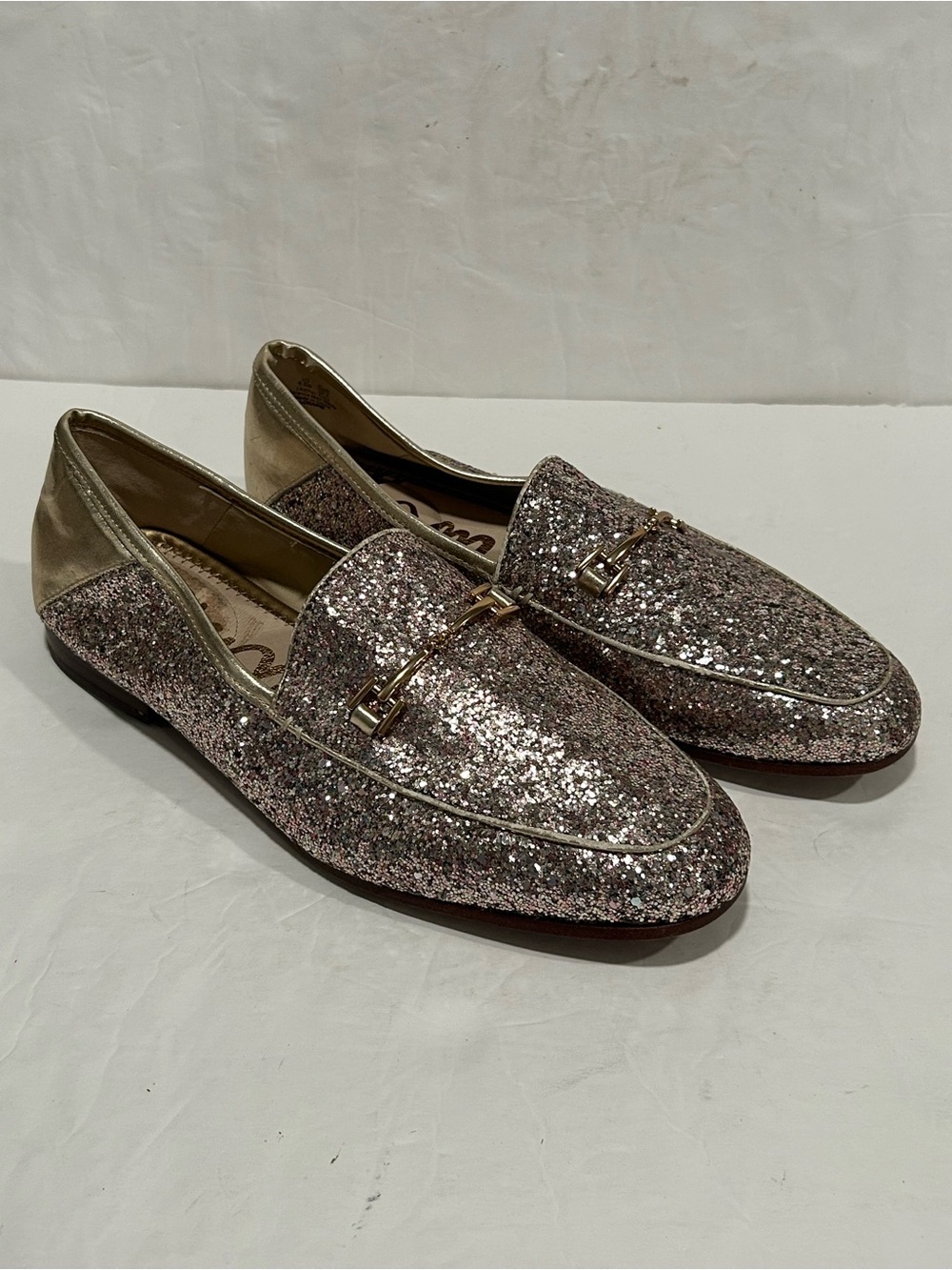 Sam Edelman Loraine Bit Loafer Molten Gold Chunky Glitter Flats Metallic 9.5W - Picture 3 of 10